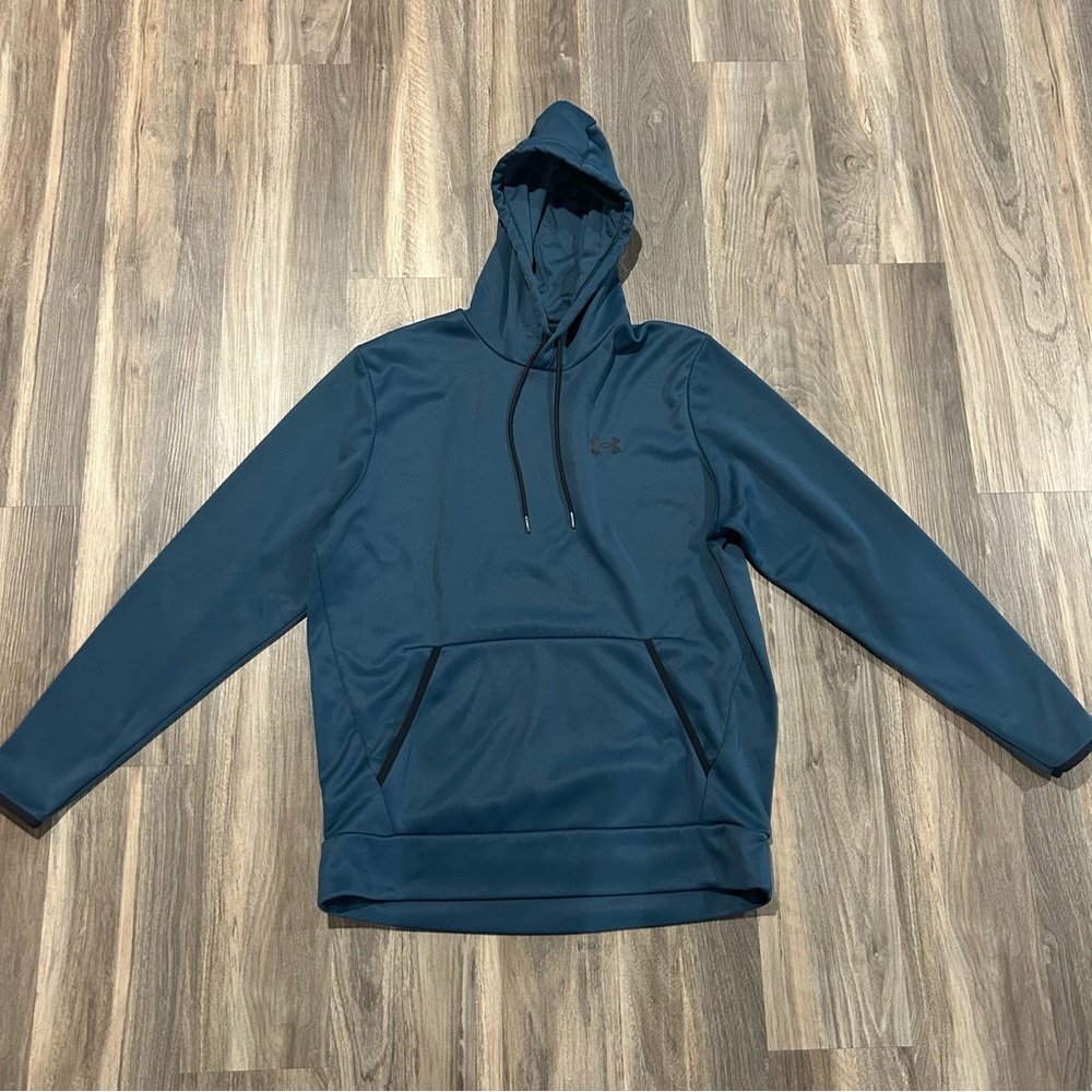Teal mens under armour athletic material hoodie
